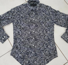 Load image into Gallery viewer, Navy & White F/B Paisley