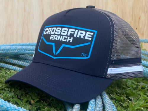 Crossfire Ranch Striped Trucker Caps