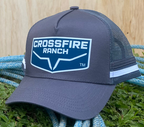 Crossfire Ranch Striped Trucker Caps