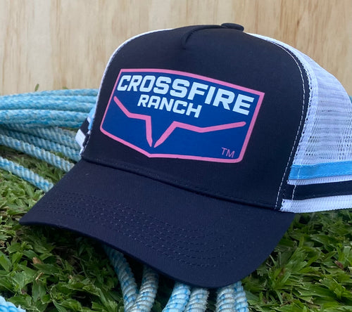 Crossfire Ranch Striped Trucker Caps