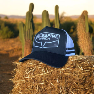 Crossfire Ranch Striped Trucker Caps