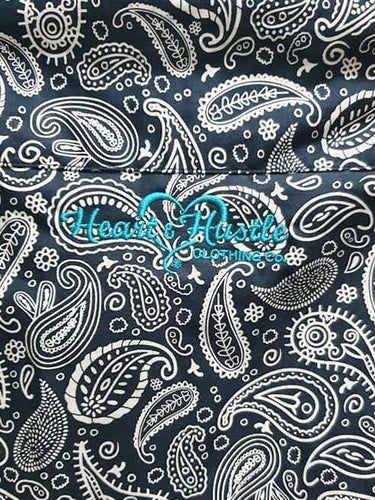 Azul marino y blanco F/B Paisley